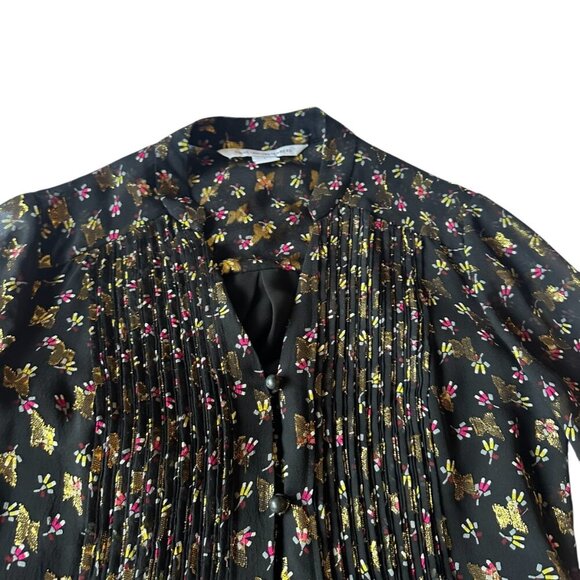 Diane Von Furstenburg DVF Kourtni Silk Blend Dress Metallic Button-Down Size 0 - Picture 3 of 15